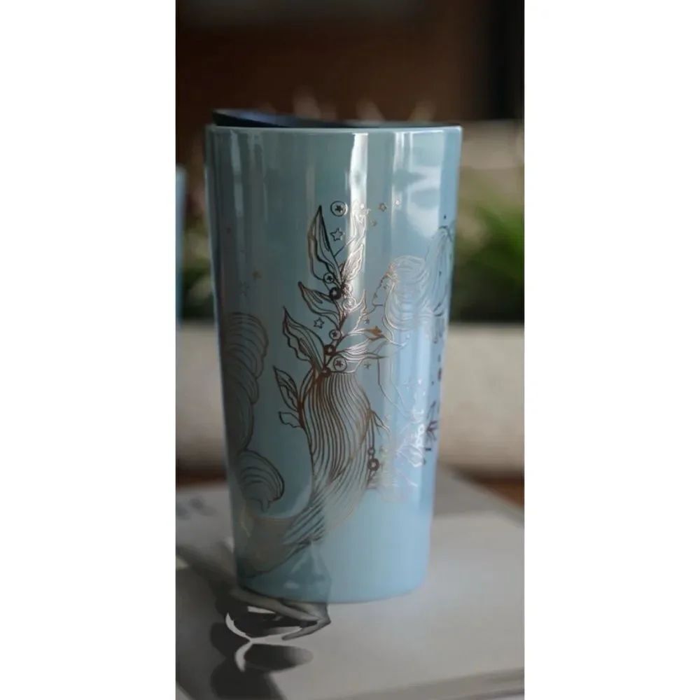 Starbucks 2023 Winter Silver Siren Mermaid 12ozโCeramic Travel Tumbler with Lid